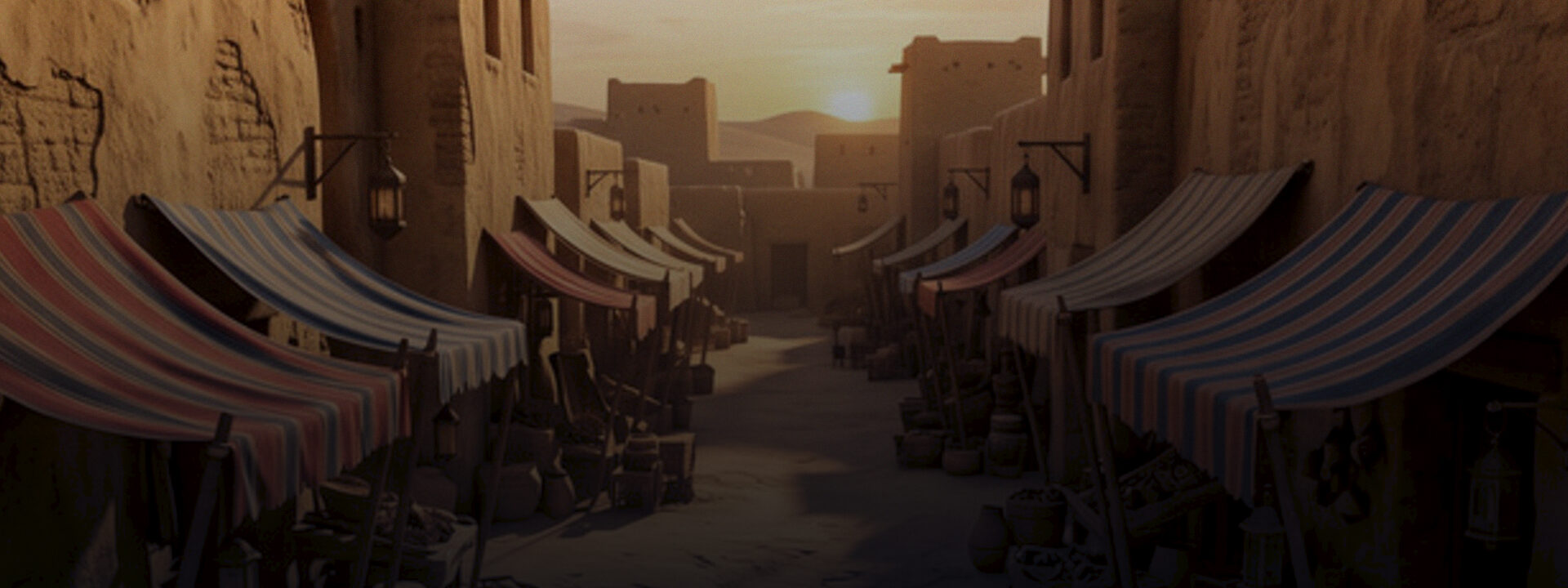 Sunrise over an Egyptian bazaar — the opening world of BAST: Nine Lives